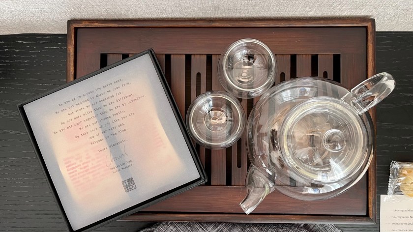 The Clan Hotel Deluxe Room welcome tea set